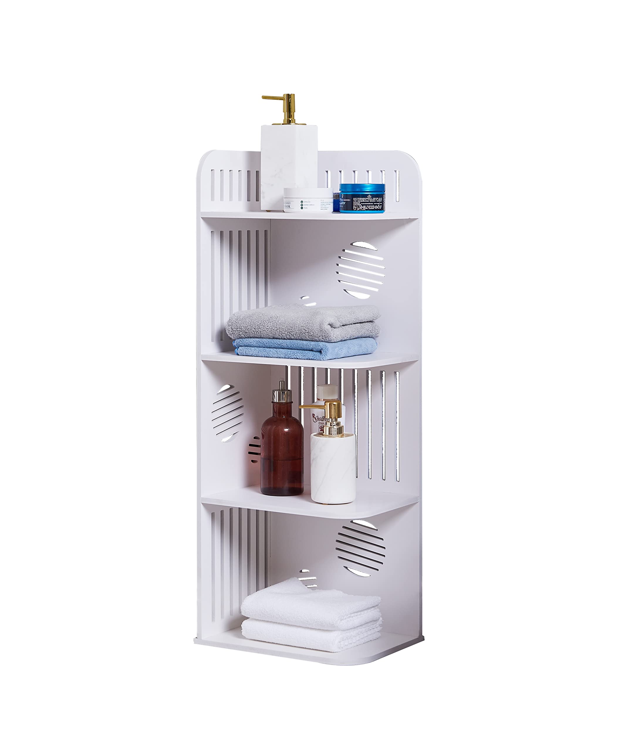 Kings Brand Furniture - Olivia 4-Tier Corner Storage Shelf Organizer for Bathroom, Living Room, Kitchen, White