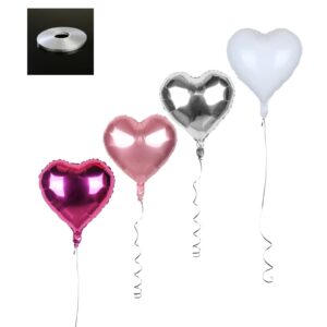 18 Inch 20pcs Hot Pink Heart Foil Balloons Valentines Day Balloons Silver Heart Balloons,Pink Heart Balloons for Wedding,Bridal Shower Decorations,Anniversary