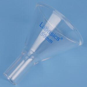 Labasics Glass Powder Funnel, Heavy Wall Borosilicate Glass Short Stem Funnel with 50 mm Top Height and 26 mm Stem Height