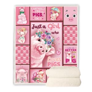 CYREKUD Pig Blanket,Pig Gifts for Pig Lovers Women,Cute Pig Gifts for Girls Throw Blanket,Just a Girl Who Loves Pigs Throw Blanket,Pig Themed Gifts Blanket for Couch Sofa Home Bedroom Decor 50"x 60"