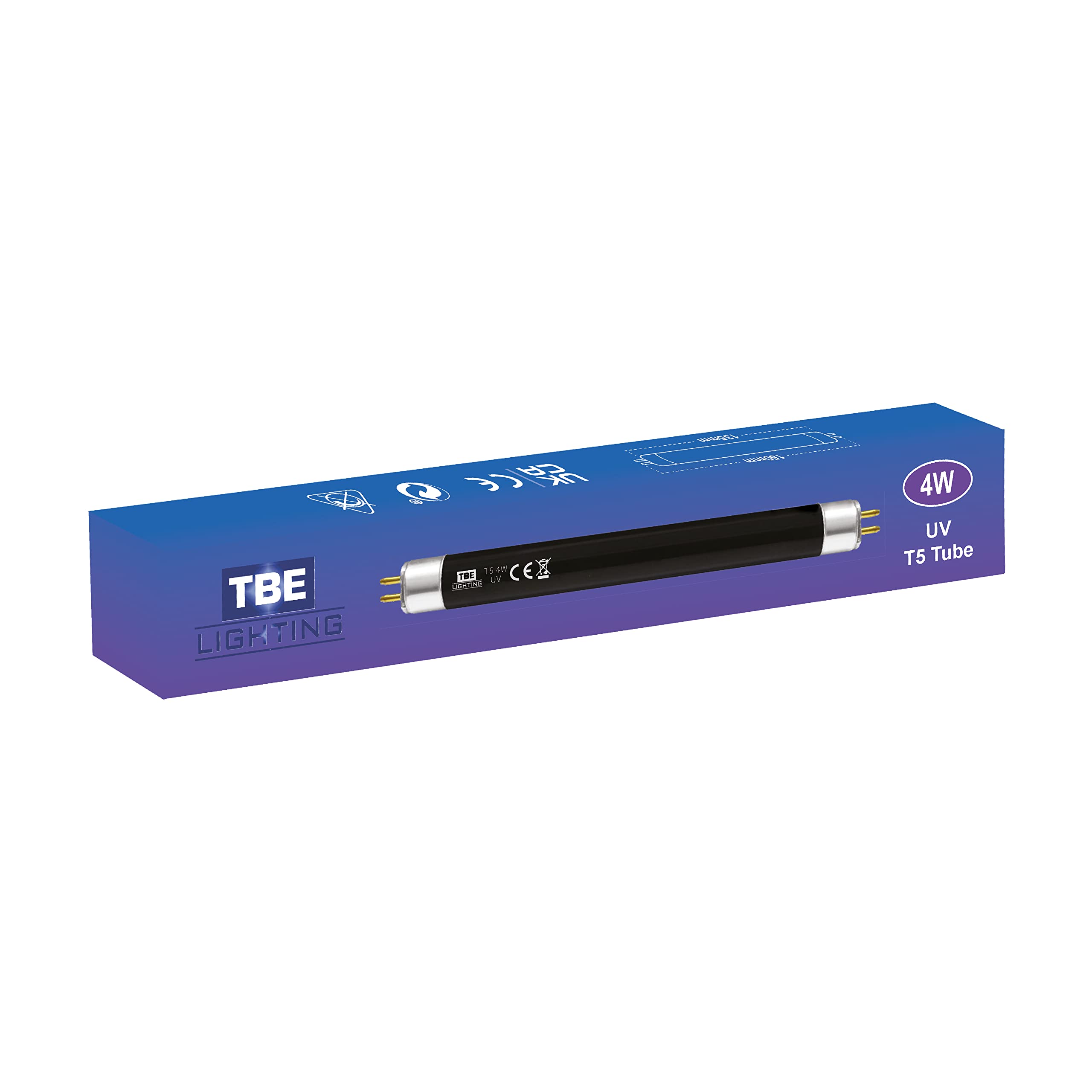 TBE LIGHTING 4w / 6 inch UV Black Light Tubes - F4T5/BLB 395nm Ultraviolet UVA Black Light to Provide Party Effect Lighting, Detecting Holograms on monetary Notes/passports - G5 2-Pin Base(2-Pack)