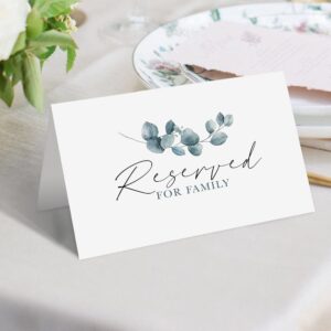 CLEVER SIGNS Reserved Table Signs, Pack of 25 Reserved Signs for Family, Reserved Signs for Weddings, Receptions, Christmas, 4x6 inches Reservation Cards for Tables, Greenery Watercolor Design