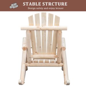 Outvita Wooden Rocking Chair, Fir Log Adirondack Rocker, Outdoor Wood Accent Furniture Lounge Chairs for Garden Patio Backyard Porch (Natural Finish)