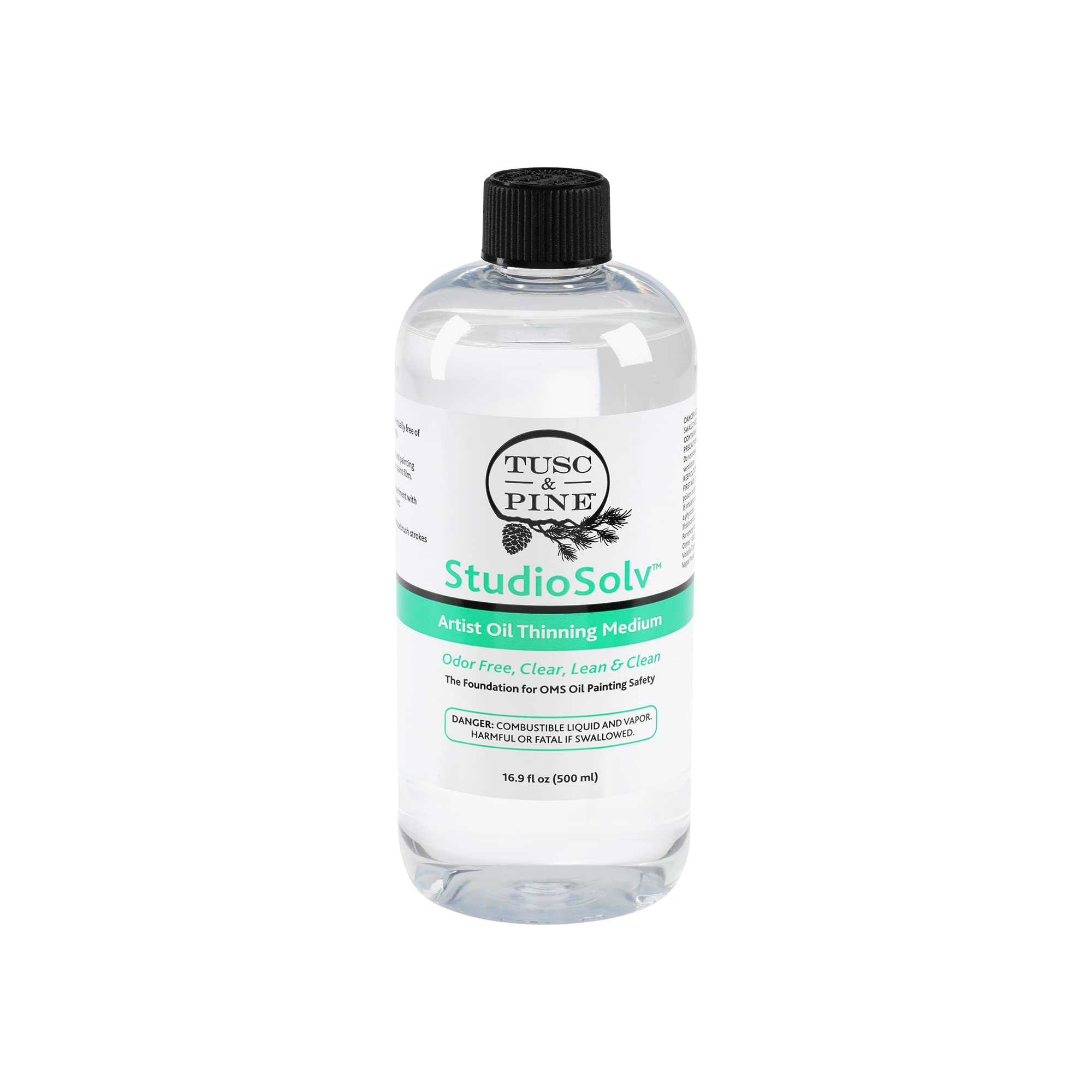 Tusc & Pine StudioSolv™ Odorless Mineral Spirits 16.9oz (500ml) - Purified Odor-Free Spirit Solvent for Thinning Oils, Artists, Painting Thinner, Professionals, & More!