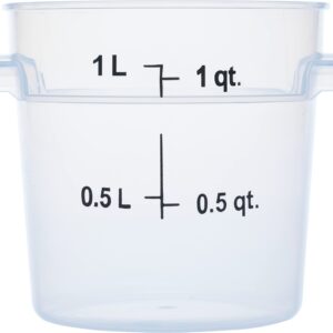 Carlisle FoodService Products Storplus Round Food Storage Container with Stackable Design for Catering, Buffets, Restaurants, Polypropylene (Pp), 1 Quart, Clear