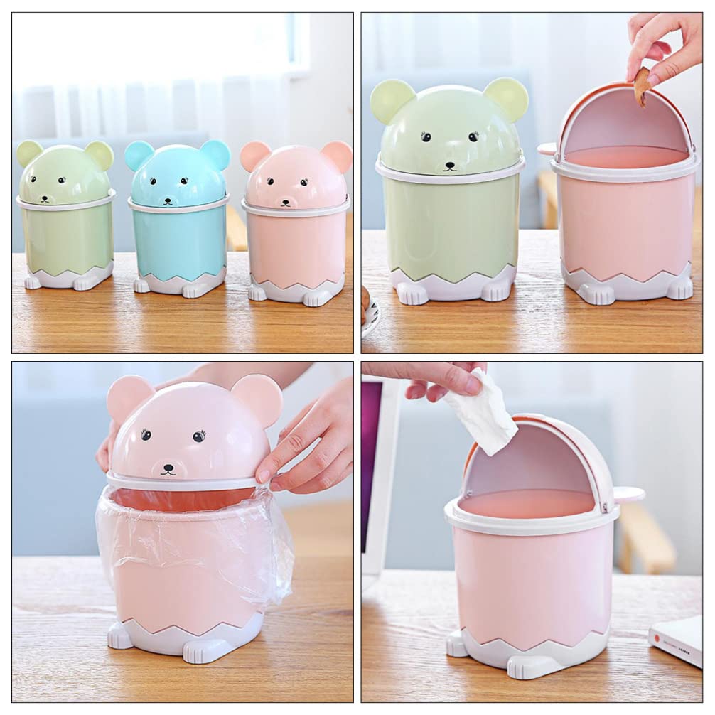 Toyvian 3Pcs Mini Desk Trash Can with Lid Waste Paper Basket Trash Bin Tiny Trash Can Waste Basket Tiny Trash Can Cute Trash Can Mini Baskets Desk Trash Can Desktop Trash Can Recycle Bin with Lid