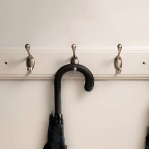 FantasHome 27" Bella Wall Mounted Heavy Duty Hook Rack with 5 Hooks - White/Silver, Satin Nickel Finish