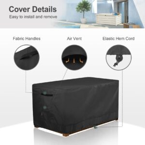 STEECA Patio Deck Box Cover Waterproof Outdoor Rectangular Storage Bench Cover 52L x 28W x 26H inch, Black