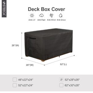 STEECA Patio Deck Box Cover Waterproof Outdoor Rectangular Storage Bench Cover 52L x 28W x 26H inch, Black