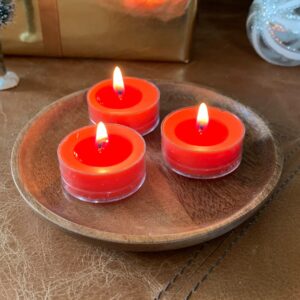 PartyLite After Dark™ Tealight Candles, Fragranced Colored Wax with Clear Container, 12 Pack Tea Lights, Made in The USA (After Dark™ Apple Velour)