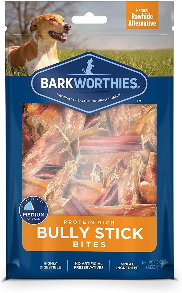 Barkworthies Bully Stick Bites - 2 Pack Protein Rich All Natural Dog Treats for Small to Large Dog Breeds - Grain Free, Rawhide Free, Long Lasting Dog Chews & Dog Training Dental Chews with E-Book