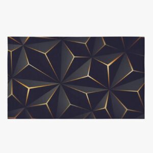 Golden Lines Abstract Geometric Area Rugs, Black Gold Abstract Art Soft Washable Carpet, Upholstery Rug with Non-Slip Backing for Kids Boys Girls Bedroom Living Room Dining Room Study 3ftx4ft