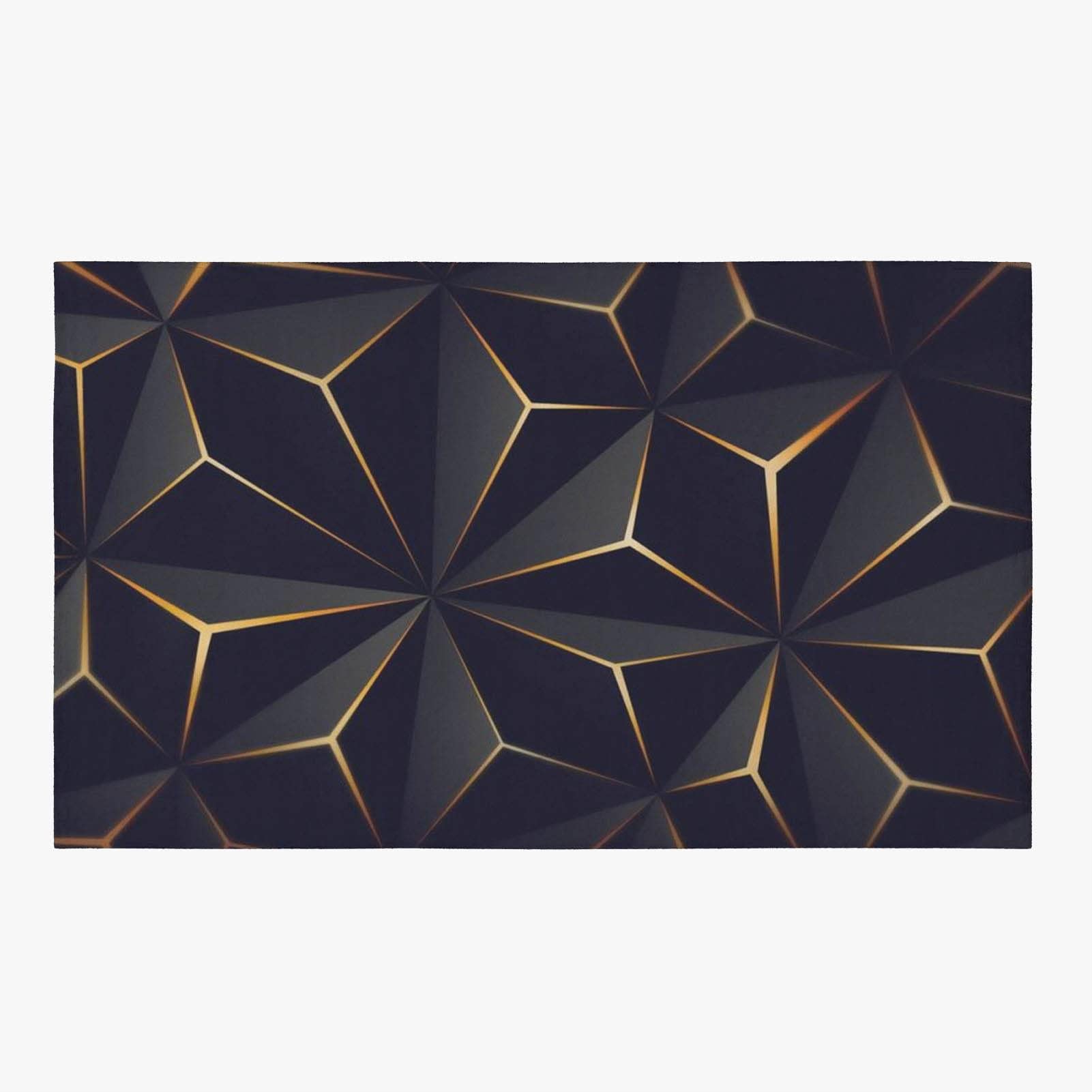 Golden Lines Abstract Geometric Area Rugs, Black Gold Abstract Art Soft Washable Carpet, Upholstery Rug with Non-Slip Backing for Kids Boys Girls Bedroom Living Room Dining Room Study 3ftx4ft