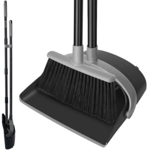 kefanta broom and dustpan set,dust pan with long handle,52”broom with stand up dustpan combo set for sweeping indoor home kitchen office lobby