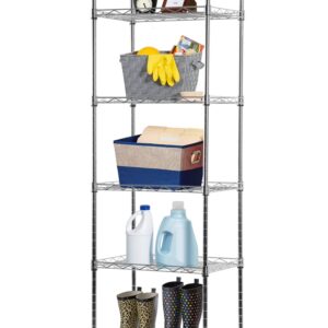 YYkokocat 6-Shelf Adjustable Storage Shelves 600Lb Capacity Metal Wire Shelving Unit Storage Rack for Kitchen Bathroom Corner Shelf Organizer for Small Space, 16.7D x 11.8W x 63H, Chrome