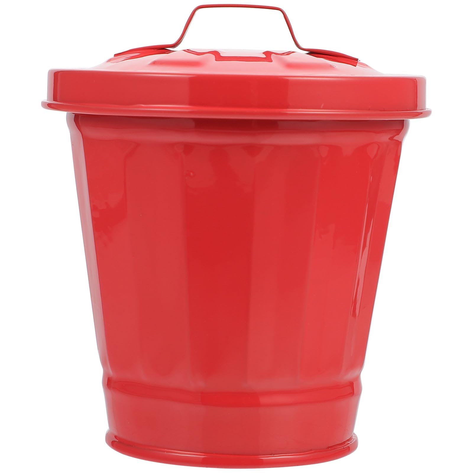 Hemobllo Garbage Container Bin Desktop Garbage Bin, Mini Trash Can with Lid Small Iron Garbage Can Flower Pot Wastebasket Trash Can for Home Kitchen Office Countertop (Red) Mini Desktop Wastebasket