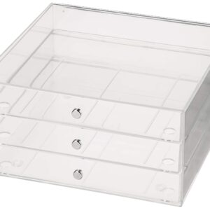 Simply Tidy Clear 3-Drawer Organizer Organize Cosmetics, Stationary, and Arts & Crafts - Bulk 4 Pack