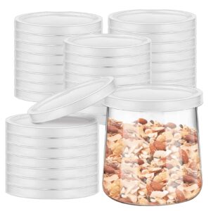 32 pcs oui yogurt jars lids, plastic yogurt container jar lids sealed against leaks replacement lids covers for yoplait oui yogurt glass jars