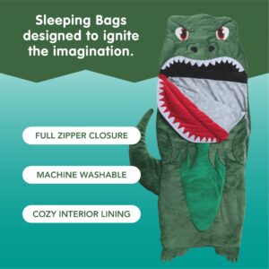 Bixbee Kids Sleeping Bag, Dinosaur Sleeping Bag for Kids 3+, 60 x 22 Inches, Soft Toddler Sleeping Bag with Carrying Handle | Machine Washable Soft Slumber Bag for Naptime, Daycare