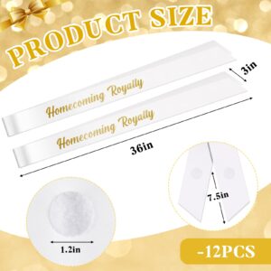 Taiyin 12 Pcs Homecoming Royalty Sashes Satin Sash Bulk Homecoming Sashes with Gold Print for Pageants Homecoming Party Dance Graduation Party Wedding Birthday Decorations Accessories(White)