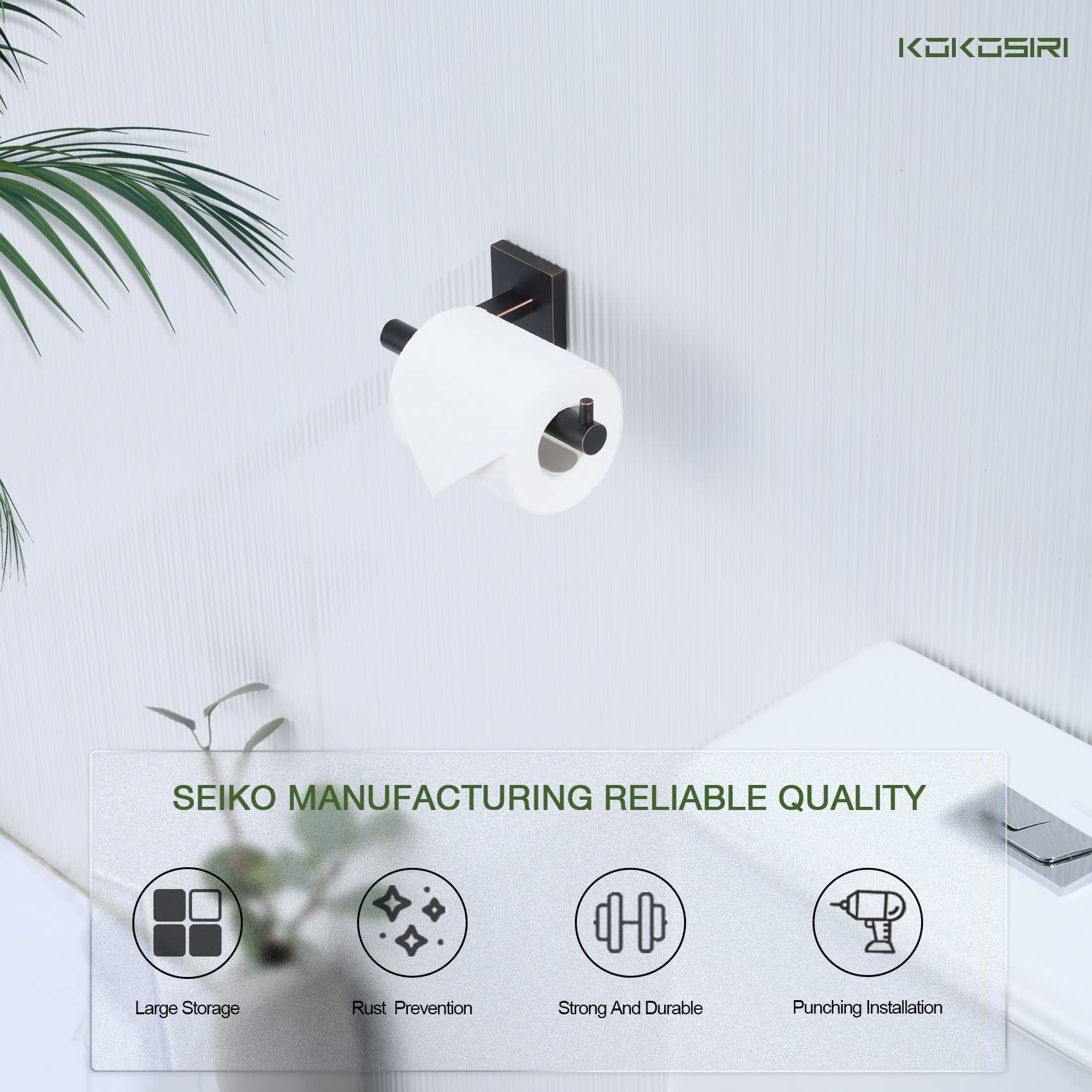 KOKOSIRI Toilet Paper Holder Oil Rubbed Bronze Toilet Roll Holder Hold Mega Rolls Kitchen Bathroom Tissue Paper Dispenser Stainless Steel, B2005ORB