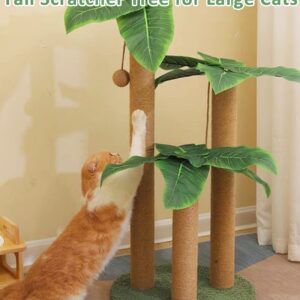 BNOSDM 35" Tall Cat Scratching Posts for Adult Cats Coconut Tree 3 Sisal Rope Claw Scratcher Dangling Ball Kitten Scratch Post Kitty Activity Center for Indoor Outdoor Cats Kittens