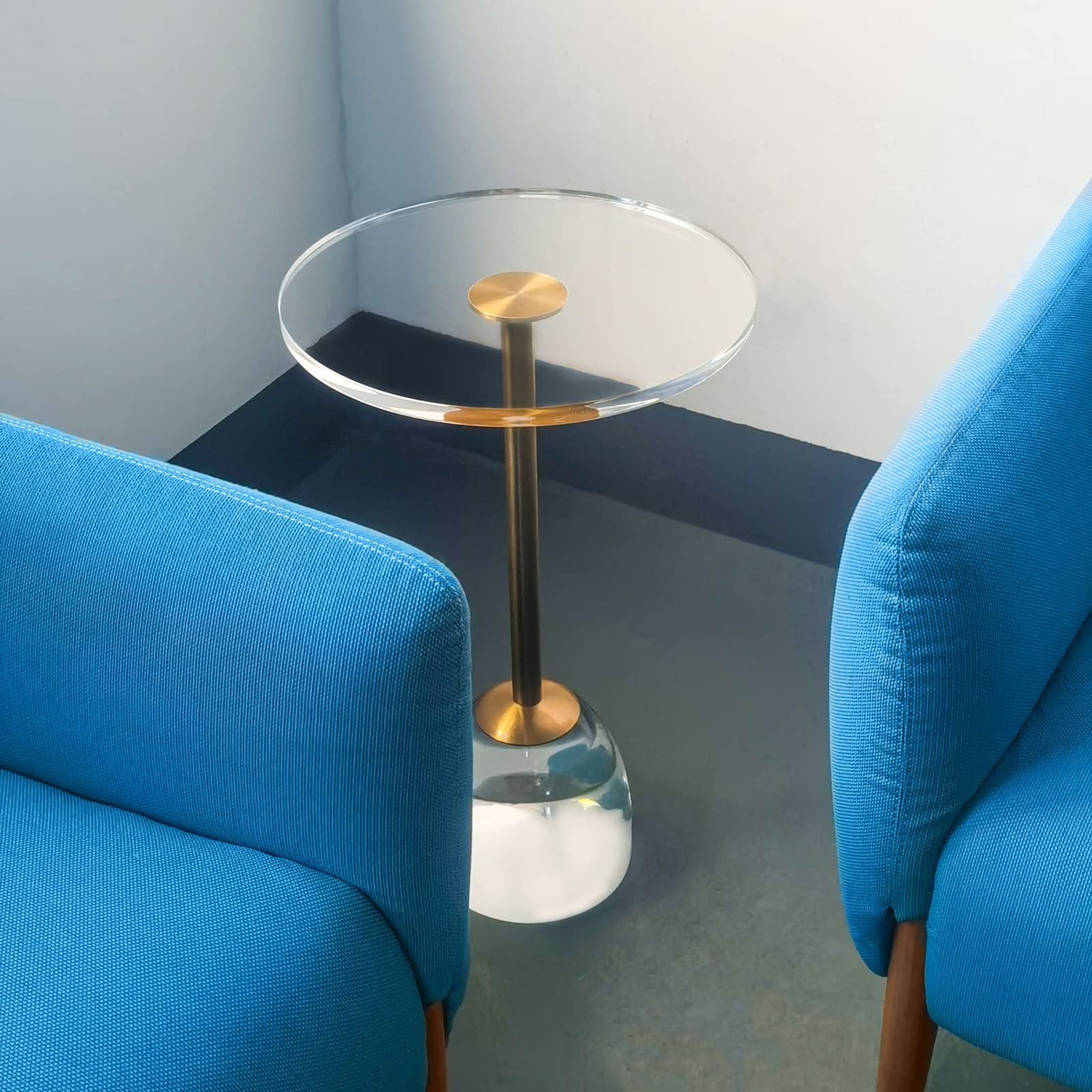 NEJHC Clear Acrylic End Table,Side Table Modern Small Round Table with Solid Base for Living Room, Bedroom