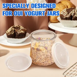 32 Pcs Oui Yogurt Jars Lids, Plastic Yogurt Container Jar Lids Sealed against leaks Replacement Lids Covers for Yoplait Oui Yogurt Glass Jars