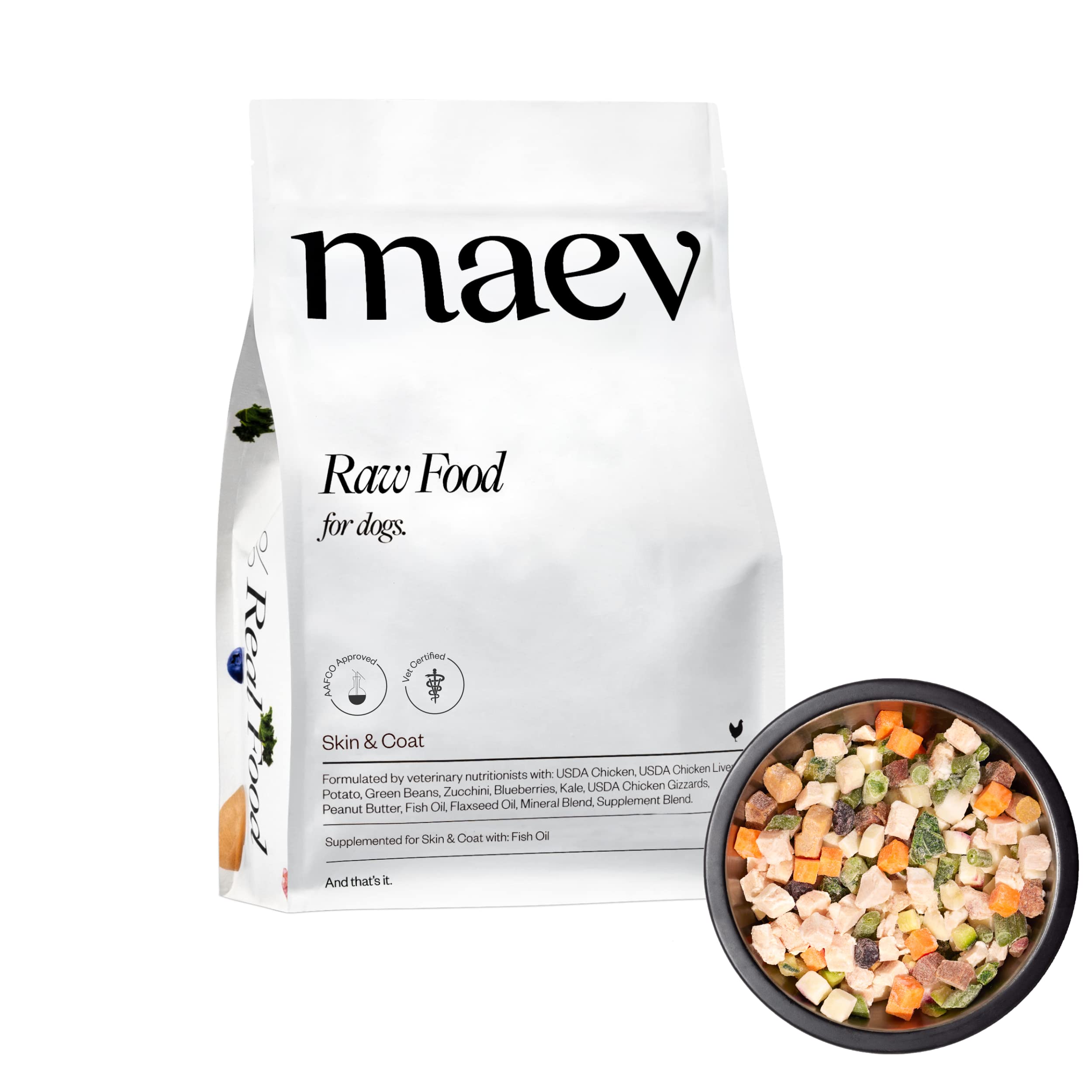 Maev Raw Dog Food, Better Than Freeze Dried Dog Food, Frozen Dog Food with Lean Chicken Protein, Vitamin-Rich Organ Meat in Every Serving, Skin and Coat Formulation, Adult Dogs, 10 Pounds