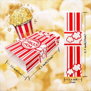 Keriqi Flat Bottom Popcorn Bags, 300 Pcs Paper Popcorn Bags for Family Movie Night Baseball Themed Carnival Christmas Birthday Party