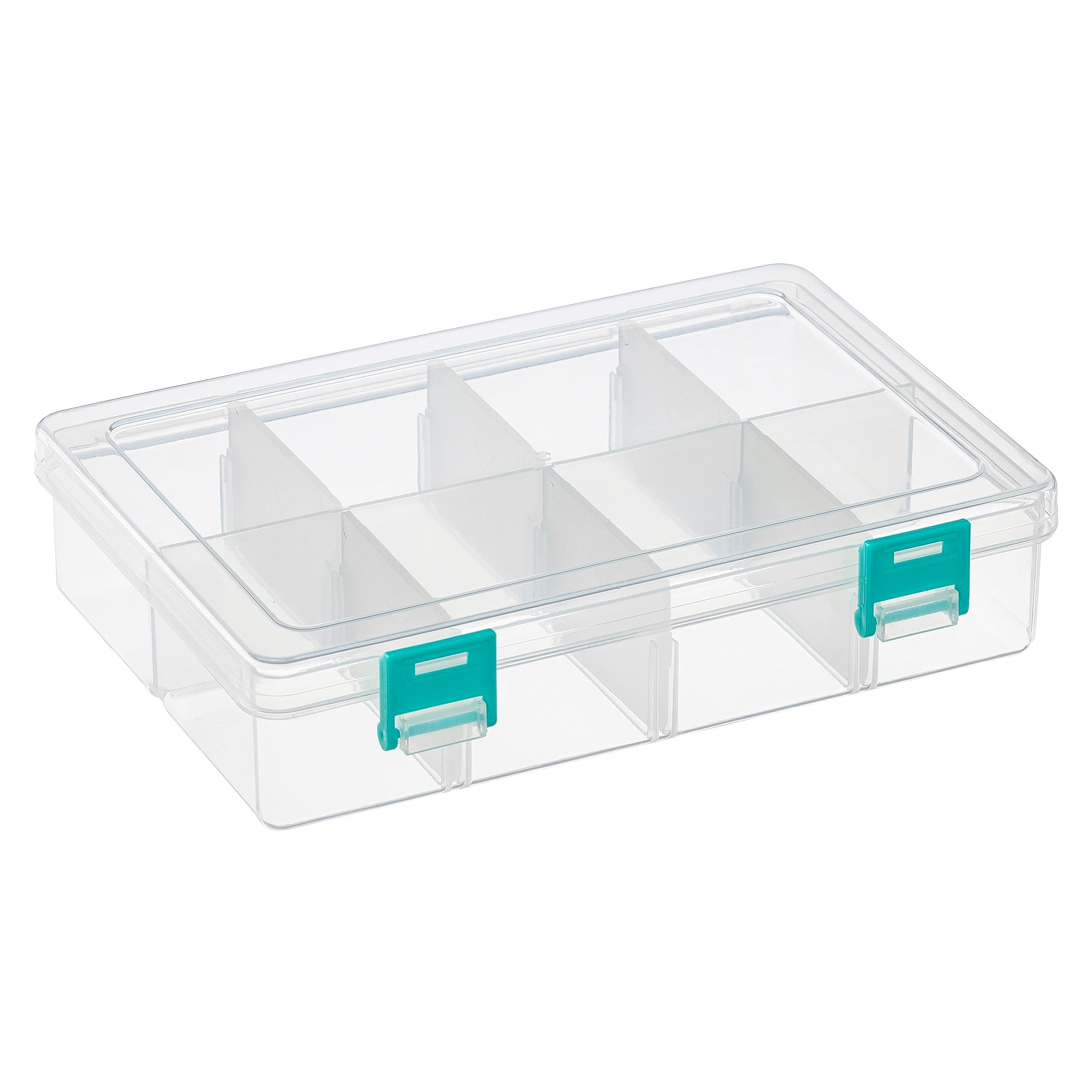 Simply Tidy 6 Pack: Clear & Turquoise 8-Compartment Storage Box by Bead Landing™