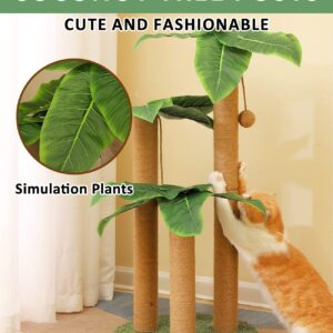 BNOSDM 35" Tall Cat Scratching Posts for Adult Cats Coconut Tree 3 Sisal Rope Claw Scratcher Dangling Ball Kitten Scratch Post Kitty Activity Center for Indoor Outdoor Cats Kittens