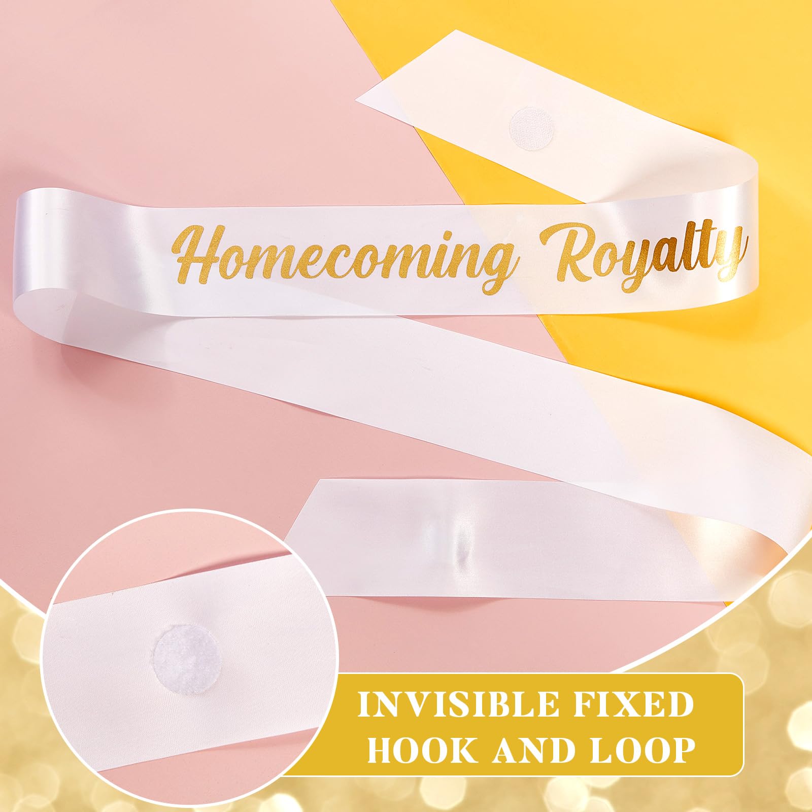 Taiyin 12 Pcs Homecoming Royalty Sashes Satin Sash Bulk Homecoming Sashes with Gold Print for Pageants Homecoming Party Dance Graduation Party Wedding Birthday Decorations Accessories(White)