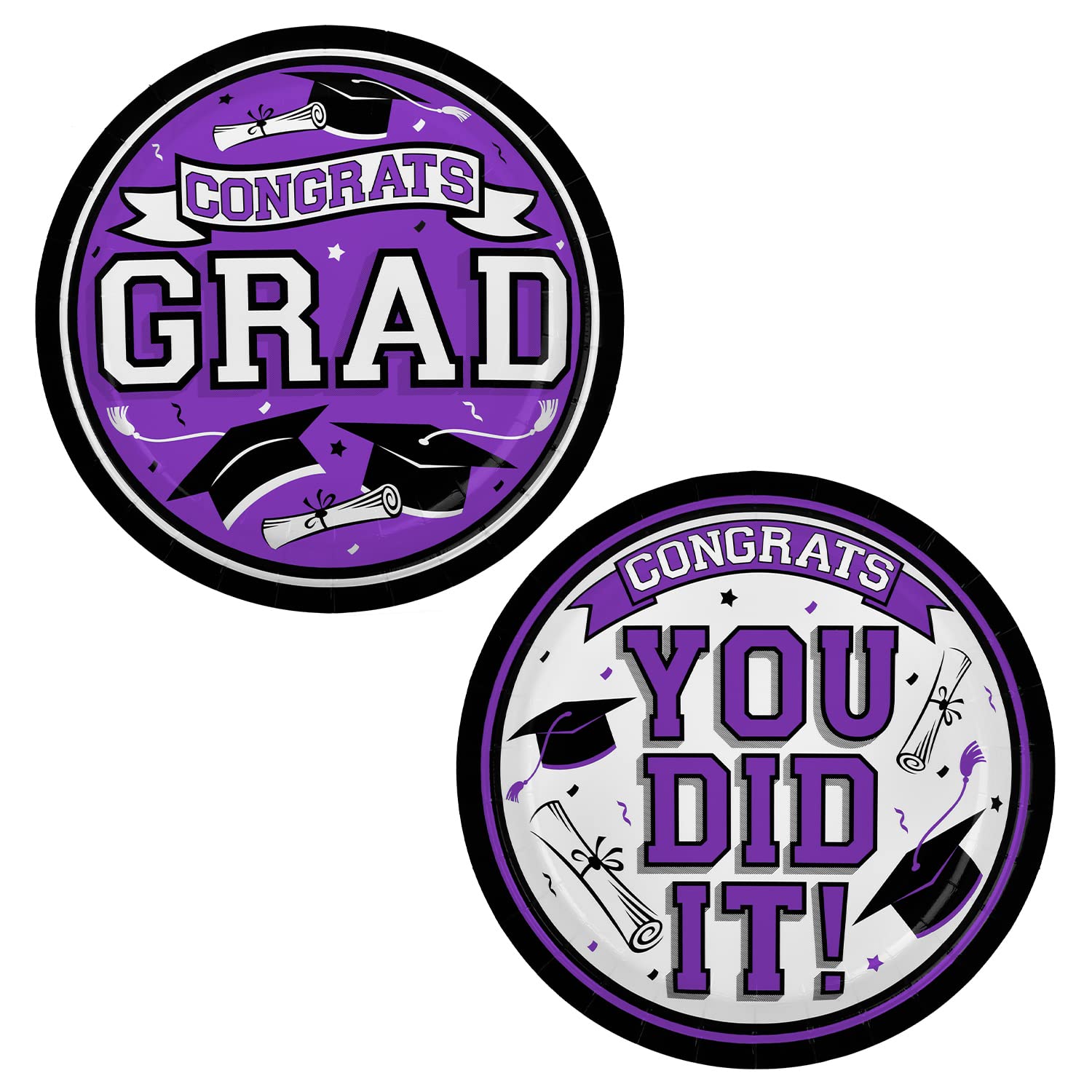 Gatherfun 2024 Graduation Party Supplies purple Dinnerware Disposable Paper Plates for Congrats Grad Party Decorations, Serve 80