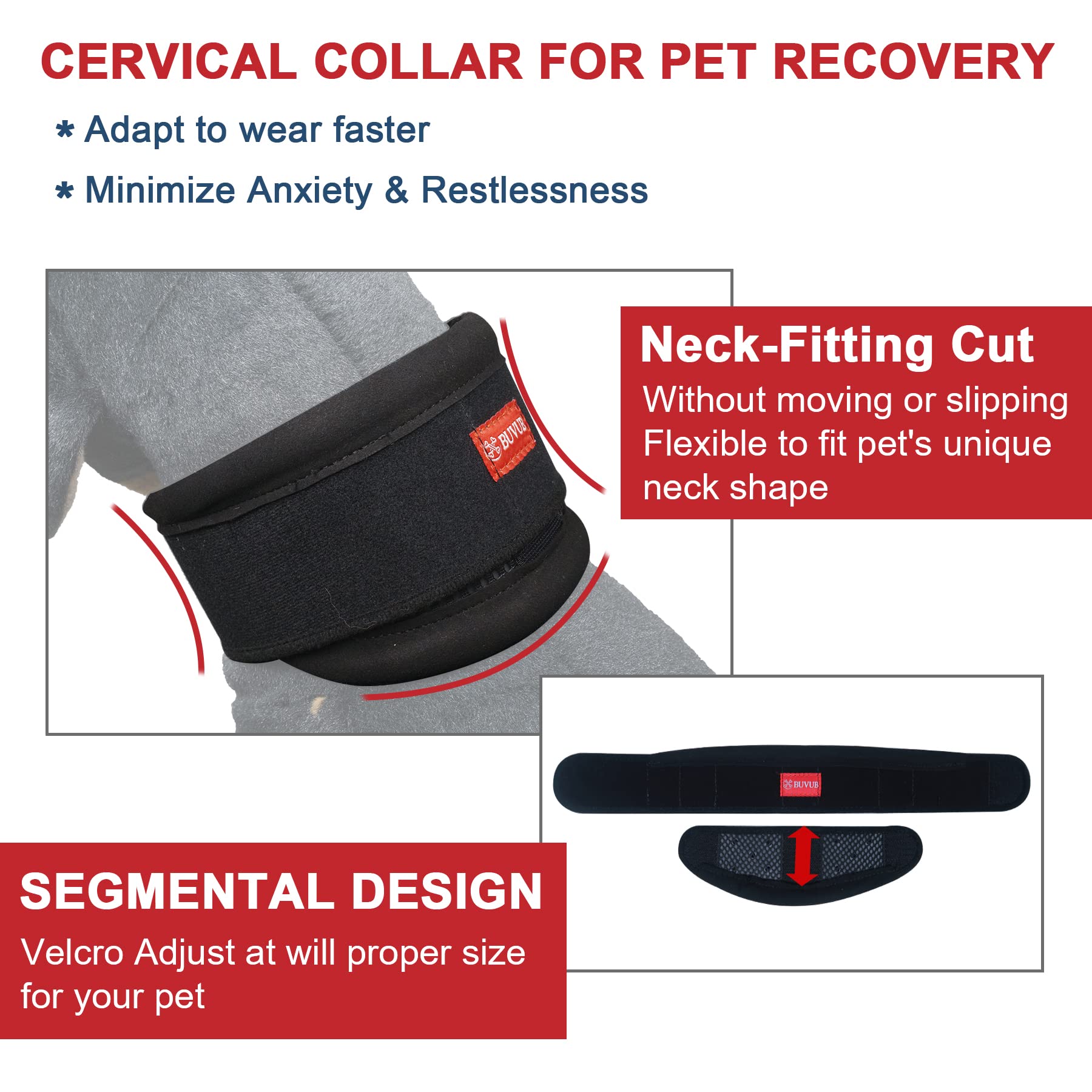 BUVUB Dog Cervical Collar Neck Brace, Help Pets Recovering From Vertebral Neck Injuries Sprains, Hernias Prevent Pets From Anti-bite Lick Wound Healing, Wounds and Rashes, Accelerated Recovery (Large)