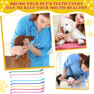 200 Pieces Dog Toothbrush Bulk Dual Headed Dental Brushes Puppy Tooth Brushing Kit Long Handle Dog Tooth Brush for Large Small Dogs Cats and Most Pets Teeth Cleaning Dental Care Supplies, 8 Colors