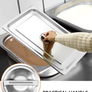 QWORK Full Size Stainless Steel Steam Table Pan Cover with Handle - Set of 2, Durable Lid for Steam Pans