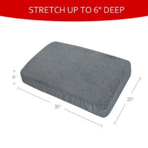 Dog Bed Covers Soft Plush Replacement Washable, Waterproof Dog Bed Liner Grey, Dog Mattress Cover, Pet Bed Cover 30x20 Inches, for Dog/Cat, Cover Only