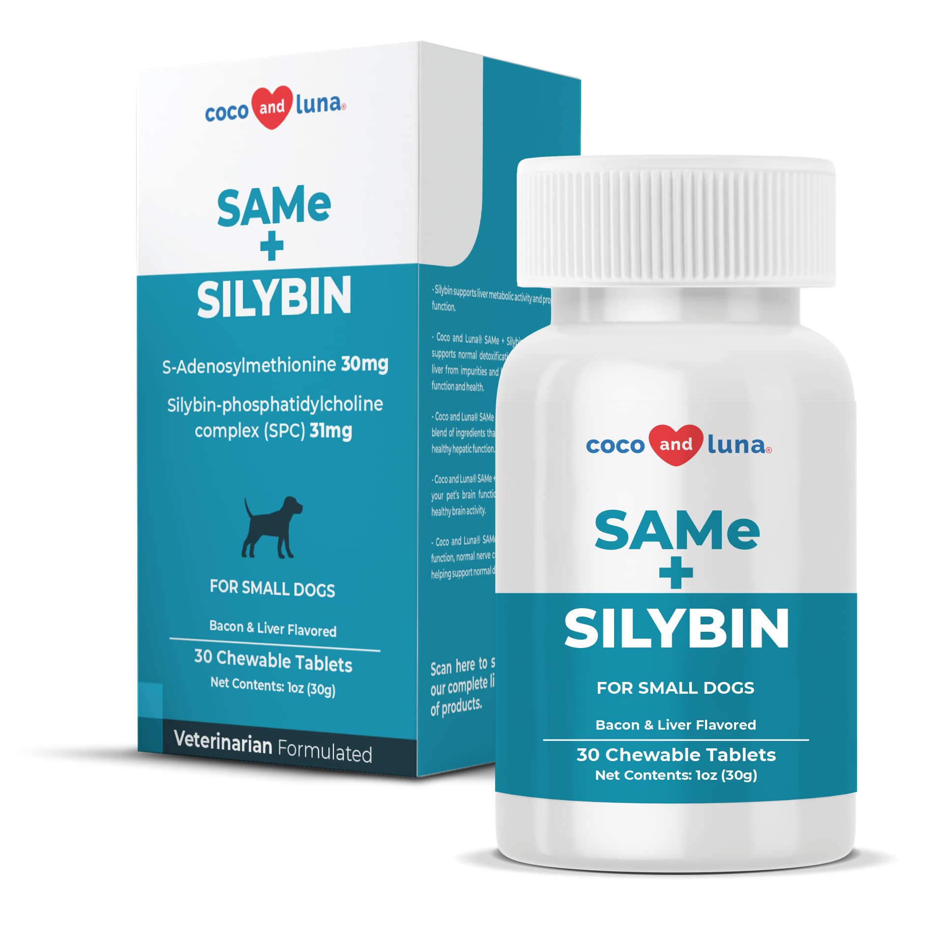 Same and Silybin for Dogs - S-Adenosyl-L-Methionine, Same for Dogs, Liver Supplements for Dogs, Brain Supplement for Dogs, Dog Liver Support Supplement (Same+Silybin, Small Dogs (Under 14 lbs))