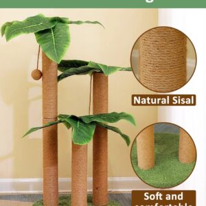 BNOSDM 35" Tall Cat Scratching Posts for Adult Cats Coconut Tree 3 Sisal Rope Claw Scratcher Dangling Ball Kitten Scratch Post Kitty Activity Center for Indoor Outdoor Cats Kittens