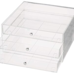 Simply Tidy Clear 3-Drawer Organizer Organize Cosmetics, Stationary, and Arts & Crafts - Bulk 4 Pack