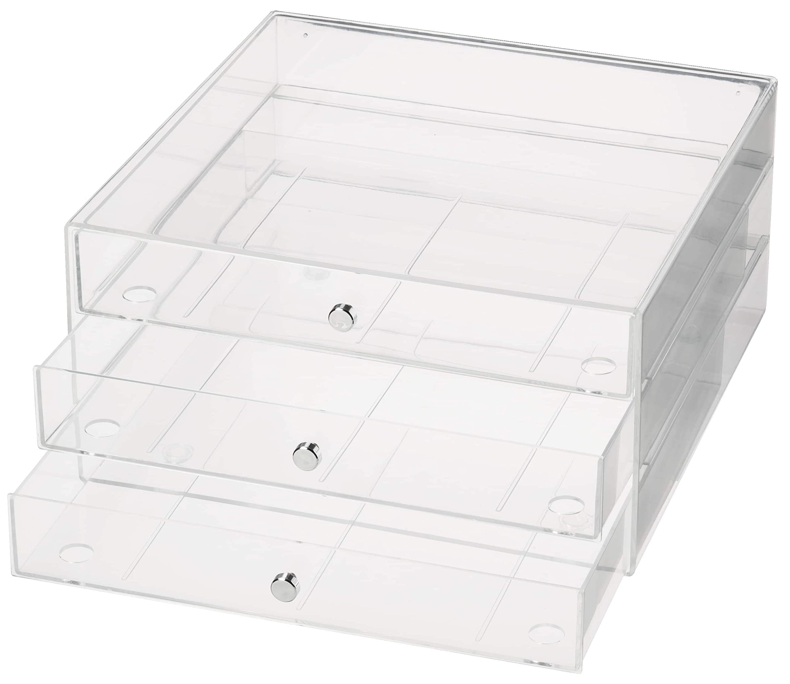 Simply Tidy Clear 3-Drawer Organizer Organize Cosmetics, Stationary, and Arts & Crafts - Bulk 4 Pack