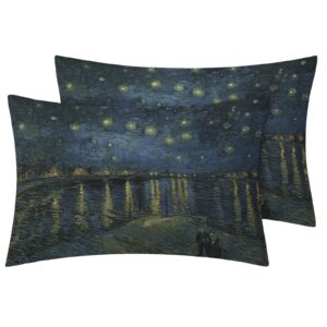 zcwl Impressionism Duvet Cover Twin Size | Starry Night Over The Rhone Bedding Set | 2 Piece | Soft Microfiber Patterned Comforter Cover with Zipper Ties & 1 Pillowcase | Bedroom & Room Decor