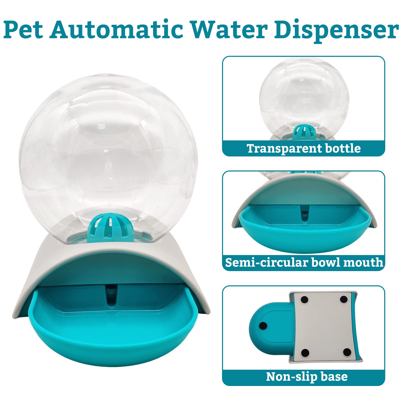 Hamiledyi Automatic Water Dispenser for Cats and Dogs Pet Water Dispenser 2.8 Liter Pet Gravity Water Station Spill-Proof Spherical Waterer Pets Water Bottle for Puppies Kittens Rabbits