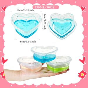 Yinkin 50 Pcs Heart Shaped Storage Containers 5 oz Heart Box Transparent Plastic Heart Containers with Lids Organizer Box for DIY Art Craft Making