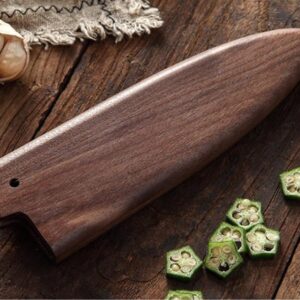 Aibote Handmade Natural Black Walnut Wood Japanese Deba Knives Sheath Magnetic Knife Case Holder Protector Wooden Cover (165mm)