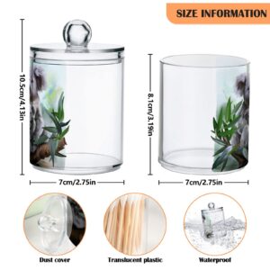 2 Pack Qtip Dispenser Apothecary Jars Bathroom Organizer, Koala and Baby Leaves Qtip Holder Storage Canister Plastic Acrylic Jar for Cotton Ball/Swab/Rounds