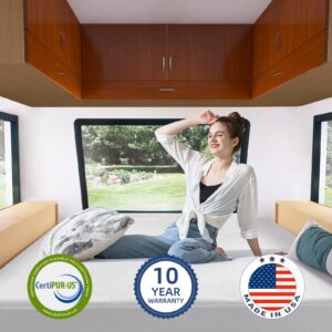 Opoiar 10 Inch RV Mattress Short King,Cooling Gel Memory Foam Mattress,Medium Firm Mattress in a Box,for RV/Camper/Trailer/Truck Mattress,Pressure Relief,Made in USA,CertiPUR-US Certified