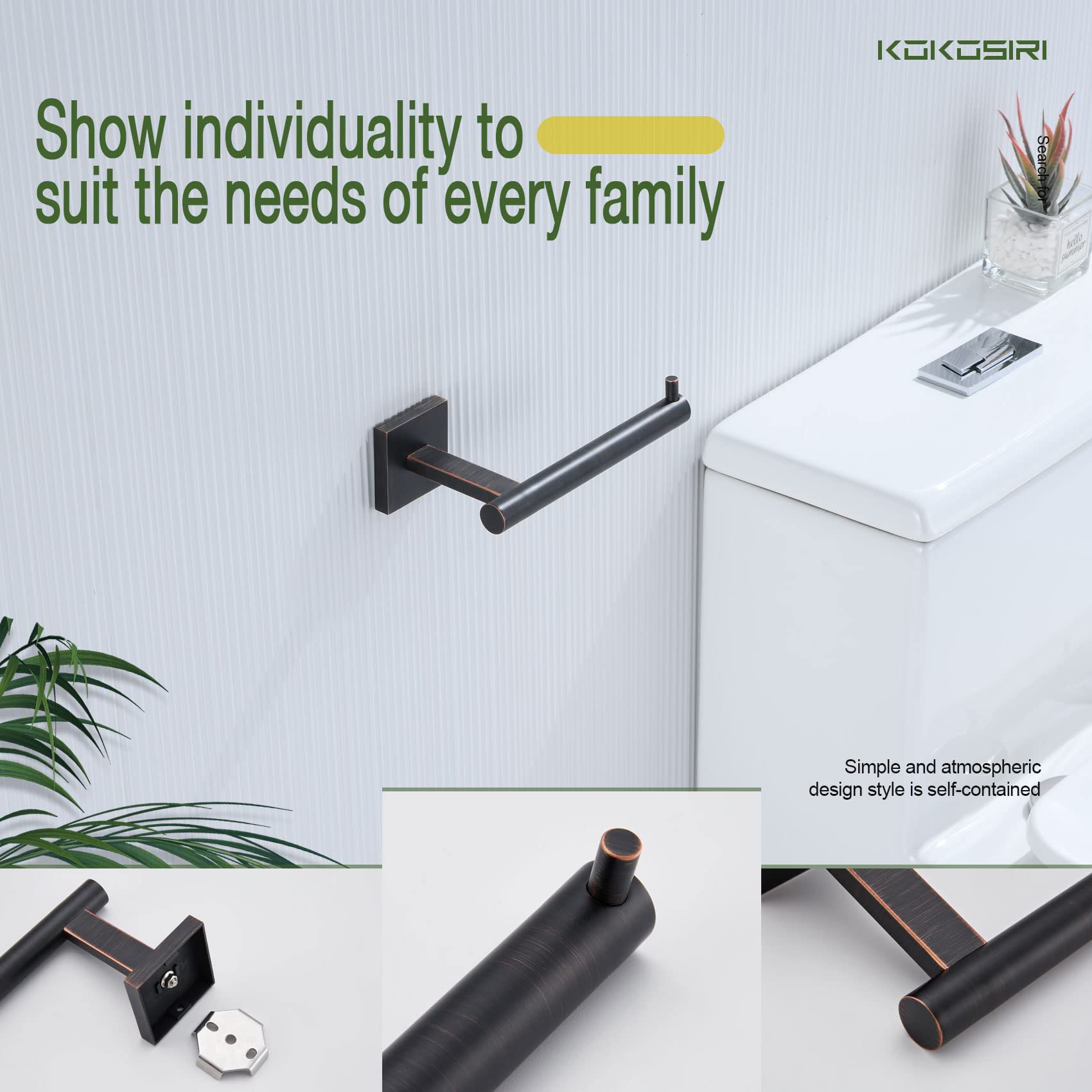 KOKOSIRI Toilet Paper Holder Oil Rubbed Bronze Toilet Roll Holder Hold Mega Rolls Kitchen Bathroom Tissue Paper Dispenser Stainless Steel, B2005ORB