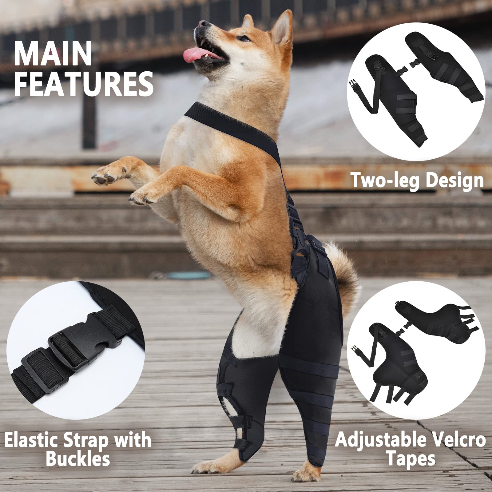 MewMewLand Dog Knee Braces for Pain CCL, ACL, Arthritis, Extra Support, Dog ACL Brace Hind Legs, Black X-Small